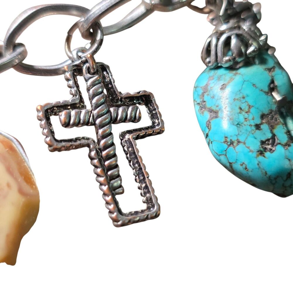 Womens Necklace Silvertone Multiple Cross Charm Faith Encouragement Southwestern - Picture 7 of 10